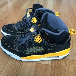 Pair of yellow and black Jordan